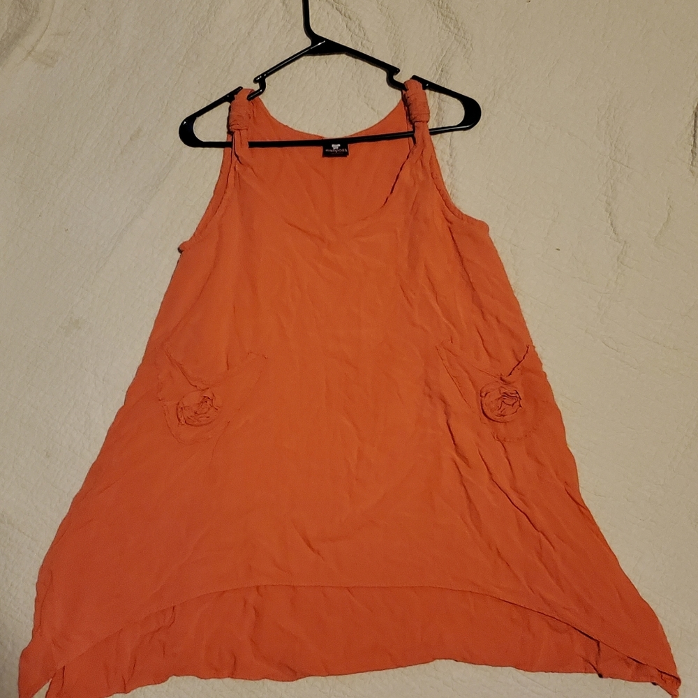 Short orange A-line dress or cover up swimwear